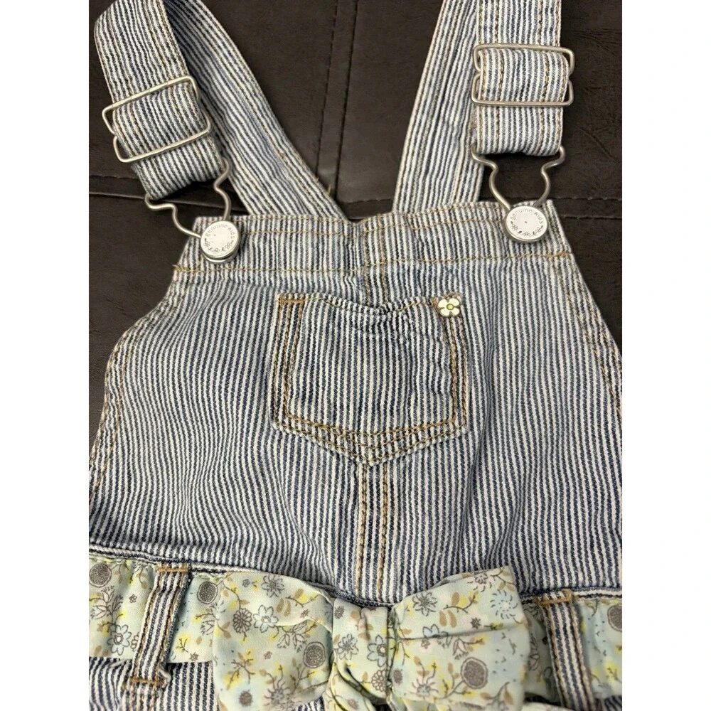 Y2k OshKosh Girls 2T Striped Denim Overall Dress